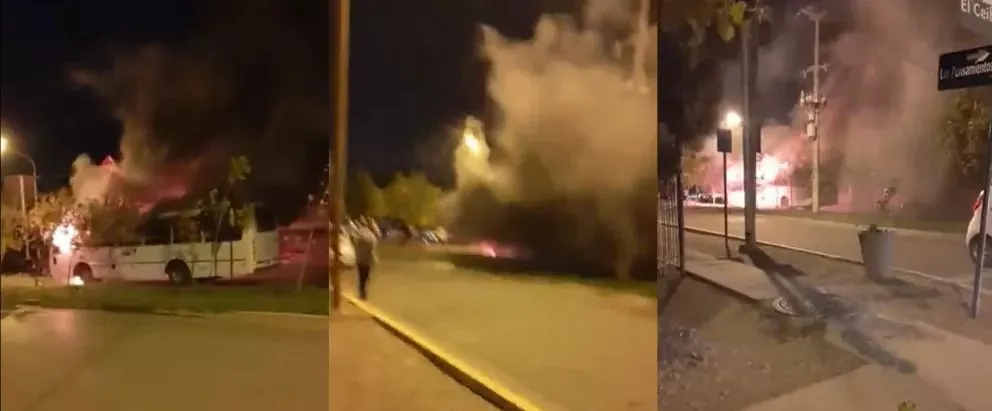 Explosión e incendio de un micro en Neuquén