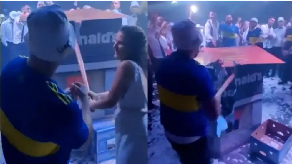 El casamiento bostero donde la feliz pareja "destruye" a un local de comida rápida y recuerdan el 12/12/12