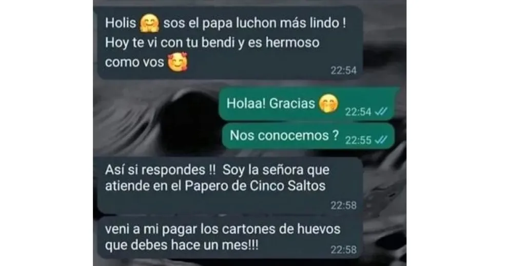 Lo “piropeó” por WhatsApp y cuando contestó le reclamó que vaya a pagar lo que debe  