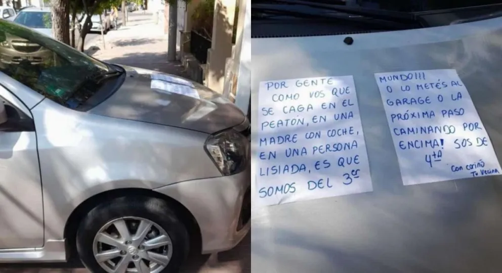 Estacionó su auto en la vereda y una vecina le dejó un mensaje contundente: Qué decía