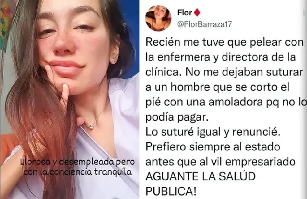 Médica residente denuncia que en sanatorio privado no la dejaban atender a un herido porque no podía pagar