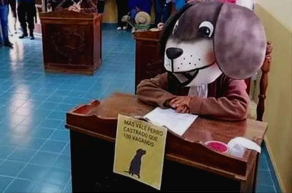 Una concejala jujeña sesionó disfrazada de perro para que no le "cajoneen" su proyecto