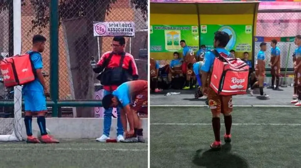 Insólito: futbolista aprovechó el entretiempo de su partido para hacer un delivery