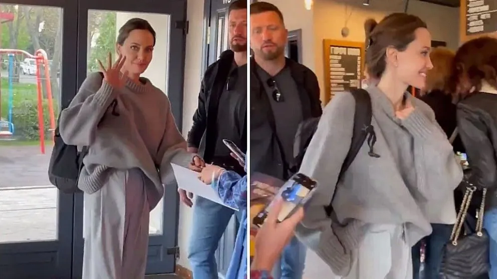 Angelina Jolie visitó a menores refugiados en Ucrania y fue evacuada de emergencia por una alerta de bombardeo