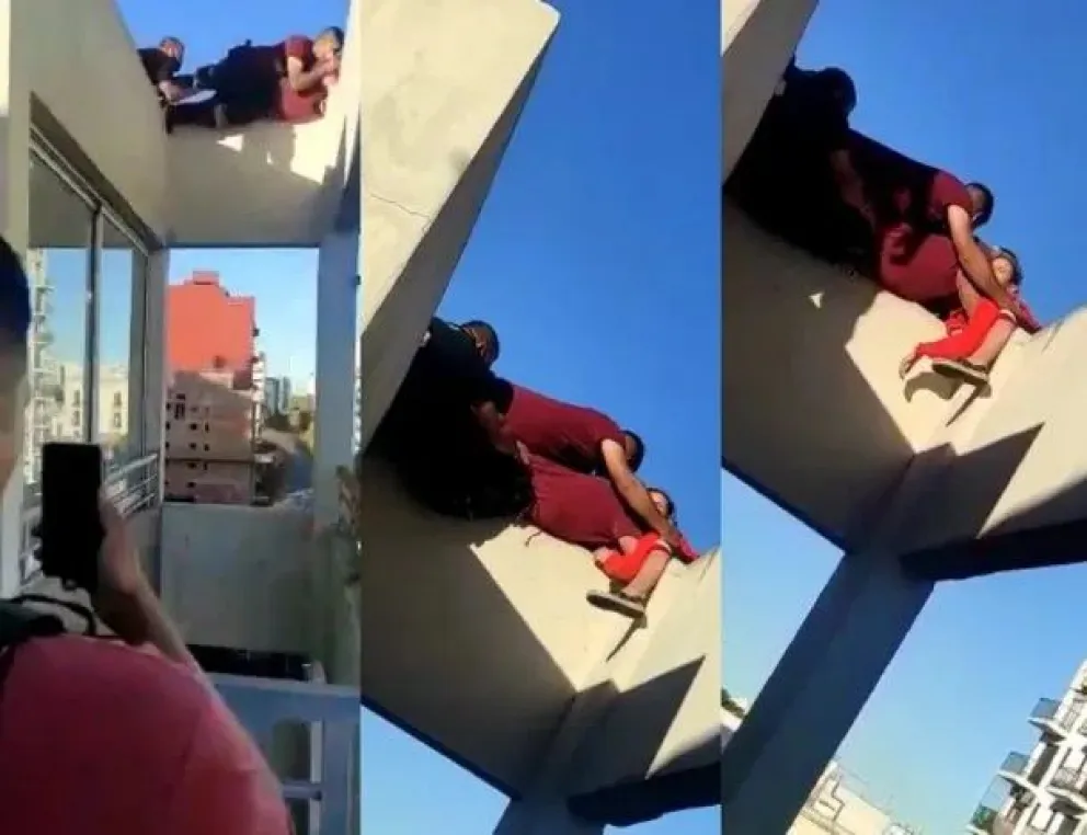 Video: dramático rescate de una mujer que intentaba tirarse de un edificio